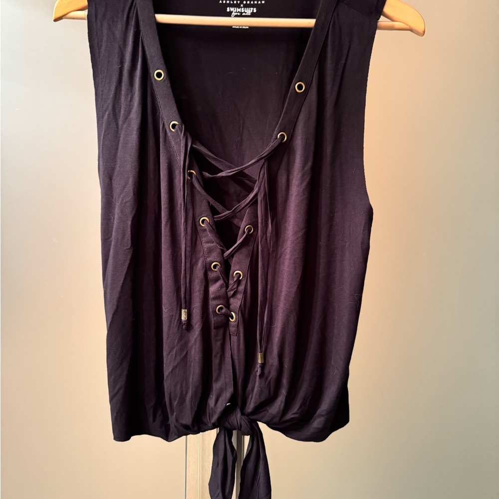 Black Lace-Up Sleeveless Top